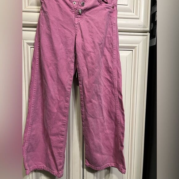Children Zara Girls Corduroy Wide Leg Capri Pants Pink Pastel Wint Sz 9 - Picture 6 of 9